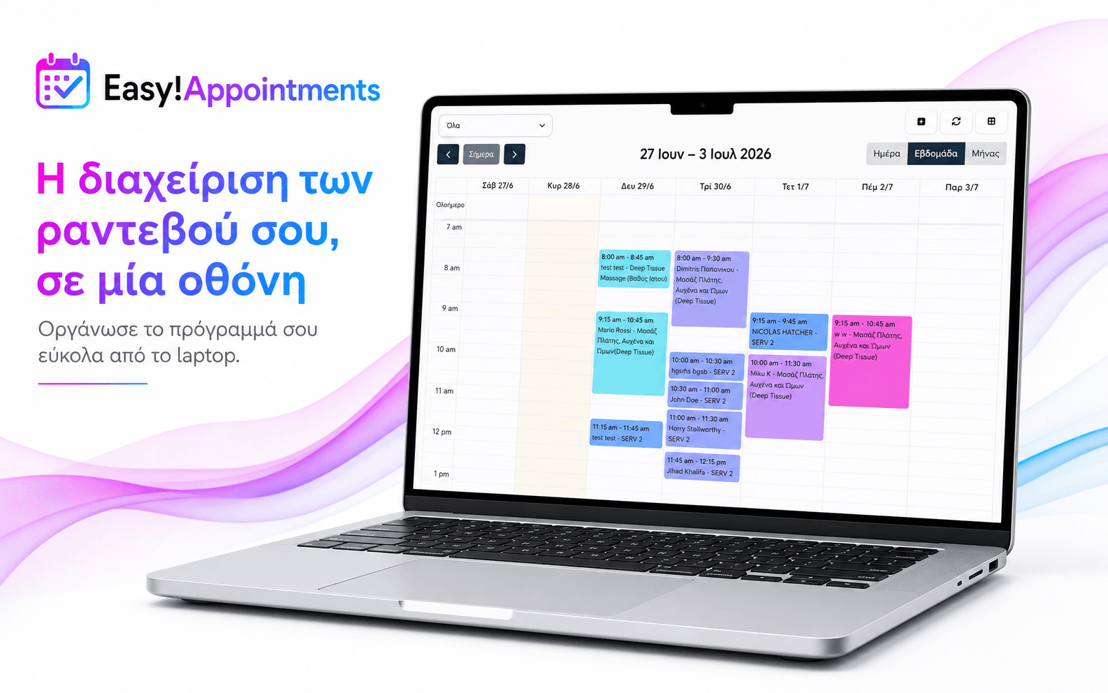 The Easy!Appointments back office showing a day of appointments